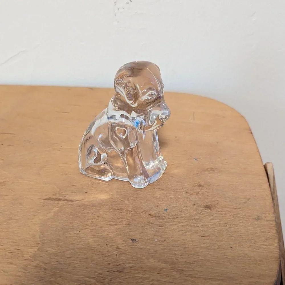 Federal Glass Dog Depression Glass 1940s Figural Vintage Candy‎ Container Hollow
